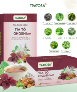 Trà tía tô okoshi plus Hưng Yên TRATOSA 8 vị thảo dược 33 túi lọc tốt cho xương khớp, gút, an toàn và lành tính