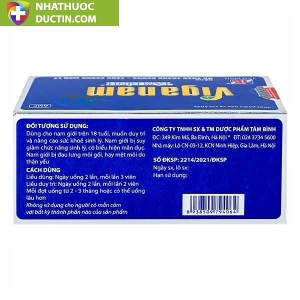 Viganam Tâm Bình Viên Uống Bổ Sung Hỗ TRợ Sinh Lực Nam Giới 4 Viganam Tâm Bình Viên Uống Bổ Sung Hỗ TRợ Sinh Lực Nam Giới - Ảnh 4